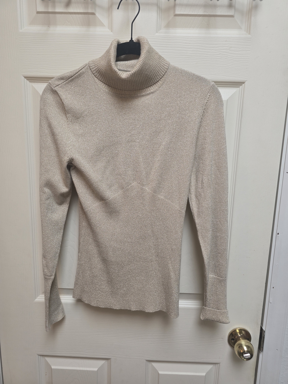 Essentials Cream Shimmer Turtleneck Sweater